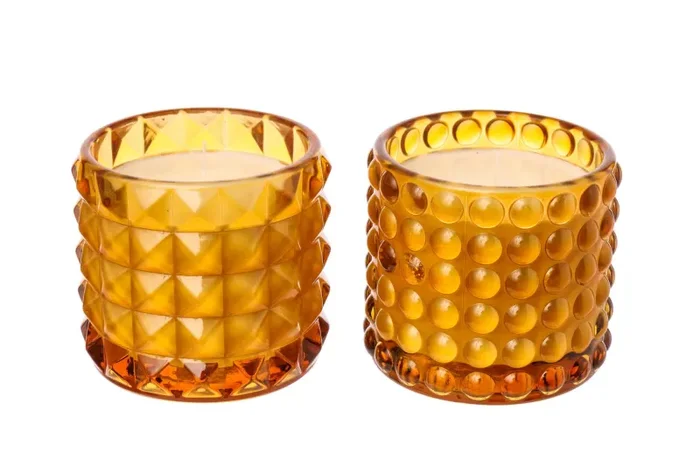 ARPIMEX Vasetto Vetro con Cera D 9,5 Cm H 8,5 Cm Mix 2 Pz Marrone