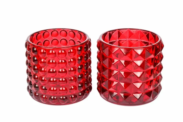 ARPIMEX Vasetto Vetro D 9,5 Cm H 8,5 Cm Mix 2 Pz Rosso