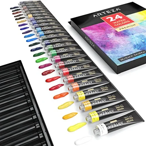Arteza Acquerelli in Tubetto Professionali, Set da 24 Tubetti Metallo (24… - immagine 2