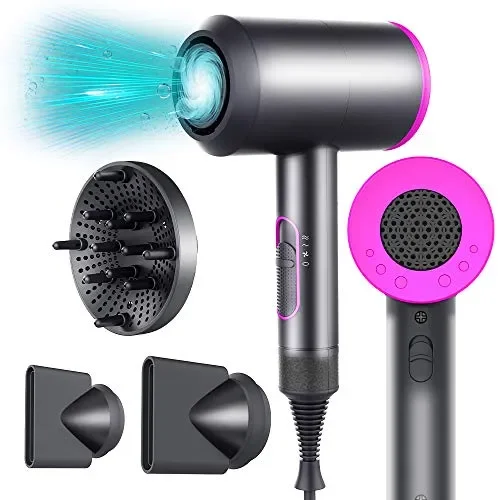 Asciugacapelli 2000W Professionale Ioni – Con 3 Ugelli e…