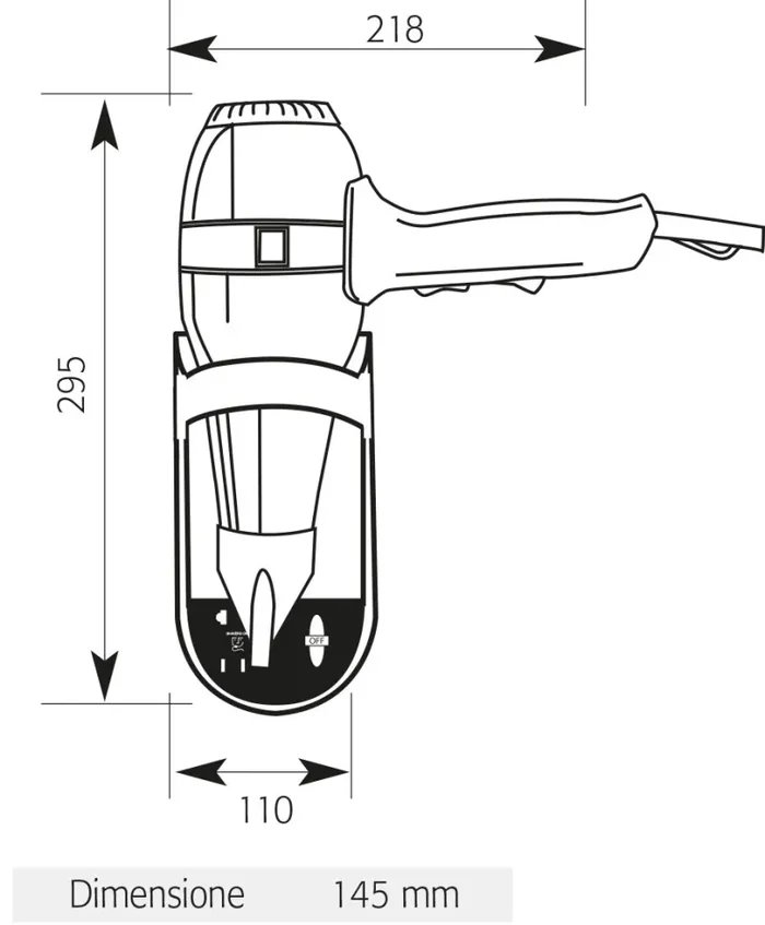 Asciugacapelli Phon a Pistola 1300W Vama Eternity Shaver Acciaio Inox - immagine 2