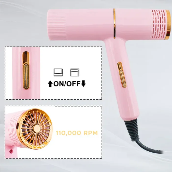 Asciugacapelli Phon Professionale 2000W Bassa Rumorosità Rosa - immagine 2
