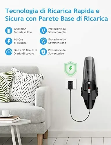 Aspirabriciole Senza Fili, Holife Aspirapolvere Portatile Potente, Nero 164 - immagine 3