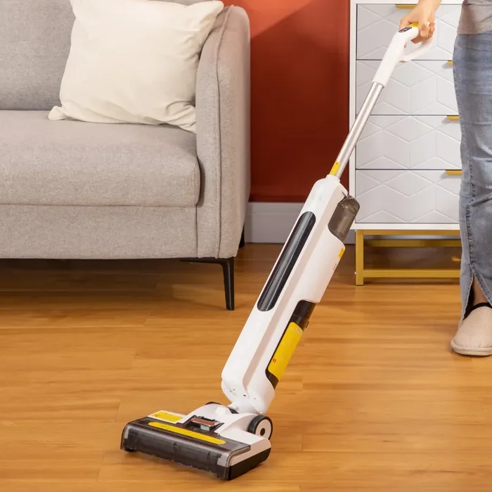 Aspirapolvere Lavapavimenti Senza Fili Wet & Dry Scopa Elettrica con 2 Serbatoi Bianco - immagine 2