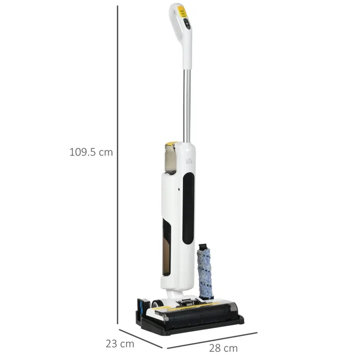Aspirapolvere Lavapavimenti Senza Fili Wet & Dry Scopa Elettrica con 2 Serbatoi Bianco - immagine 3