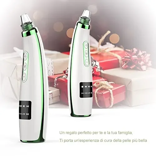Aspiratore Punti Neri Professionale Rimozione di Comedone Viso Pulitore dei Pori Vacuum Ricaricabile USB Display a Schermo 5 Testine per Estrattore Comedone Brufoli Grasso 7 Aghi per l’Acne - immagine 2