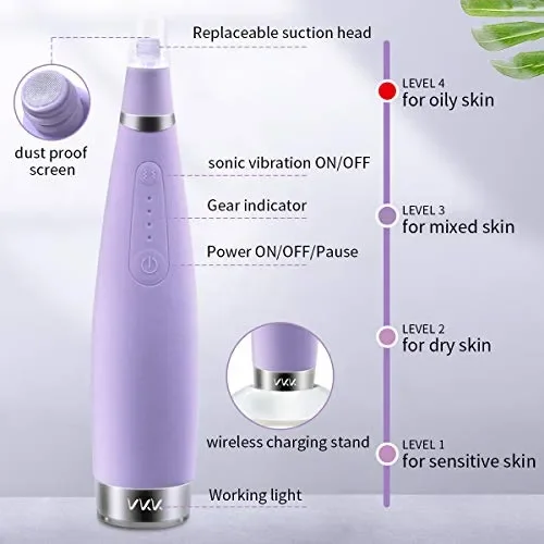 Aspiratore Punti Neri,VKK Dispositivo per La Pulizia del Viso con Ricarica… - immagine 3