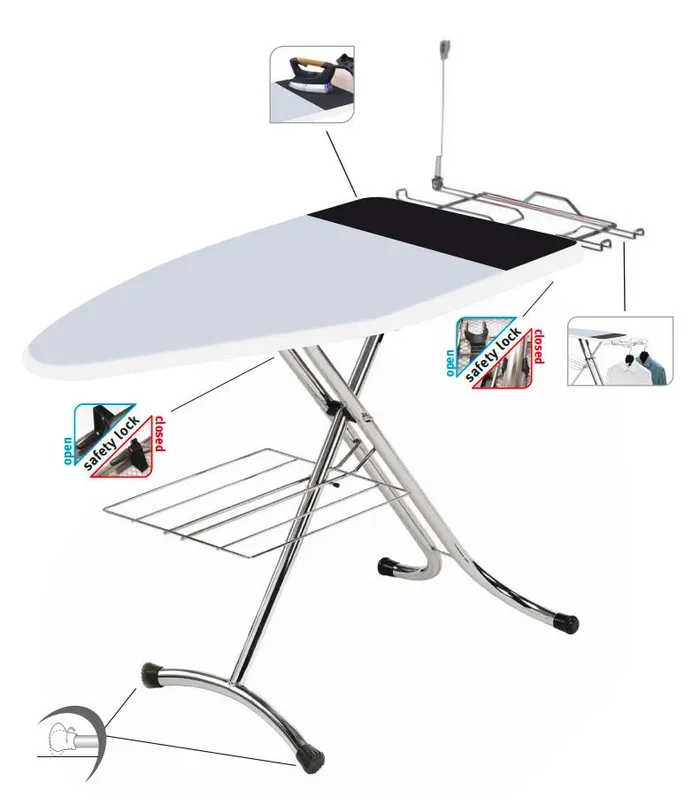 Asse da Stiro con Poggiaferro e Portabiancheria 125×48 cm Luxor Plus Grigio Online ora - immagine 3