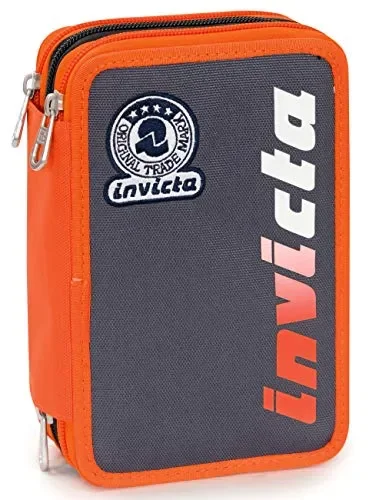 Astuccio 3 Zip Invicta Kupang, Grigio, Con materiale scolastico: 18 Grigio