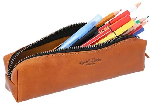 Astuccio Gusti Pelle studio Addison portapenne in vera pelle Marrone Chiaro Saldi - immagine 3