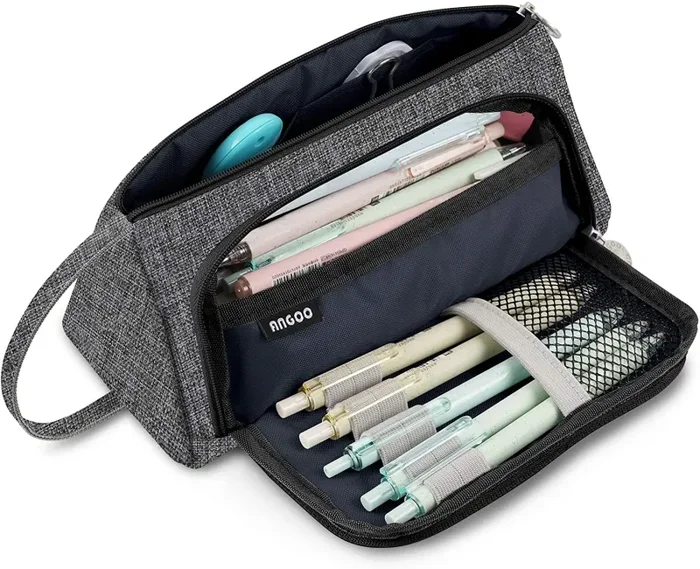 Astuccio Portamatite Grande Capacità porta Trucco Astuccio Cartoleria Organizer con Manico per Studente Collegio Forniture Scuola Media e Ufficio – 20 x 9 x 11 cm (Giallo)