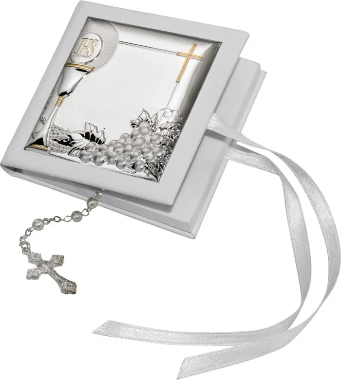 Atelier Cofanetto Pelle Porta Rosario Comunione 7 x 7 Cm Argentato