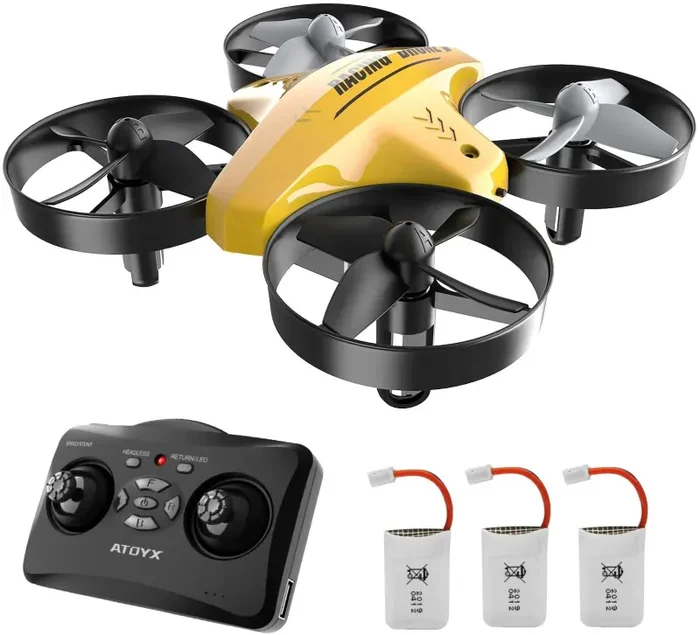 ATOYX 66C RC Mini Drone con Telecomando Funzione di Sospensione Altitudine modalità Headless 3 velocità 3D Flip Protezioni a 360°per Bambini e Principianti (Giallo)