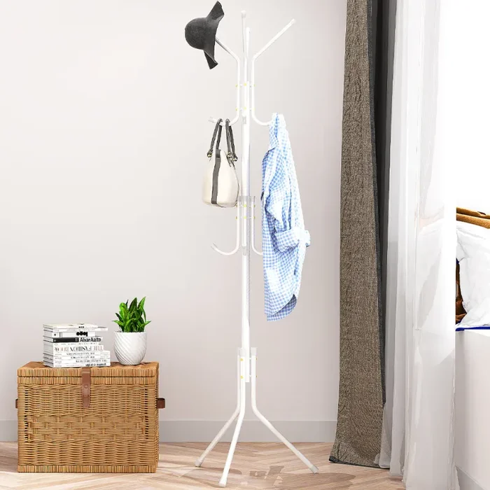 Attaccapanni da Terra Salvaspazio 12 Ganci Stand Appendiabiti a Piantana Bianco Vendita calda online - immagine 2