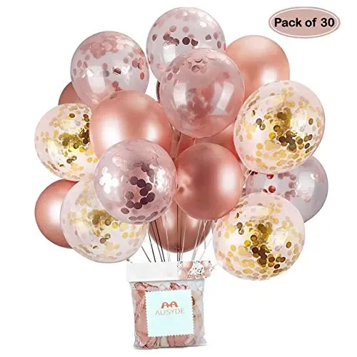 AUSYDE Palloncini in Oro Rosa e coriandoli Lattice oro