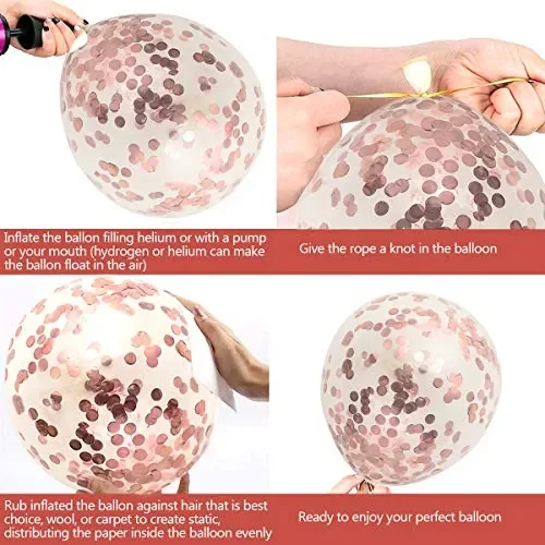 AUSYDE Palloncini in Oro Rosa e coriandoli Lattice oro - immagine 3