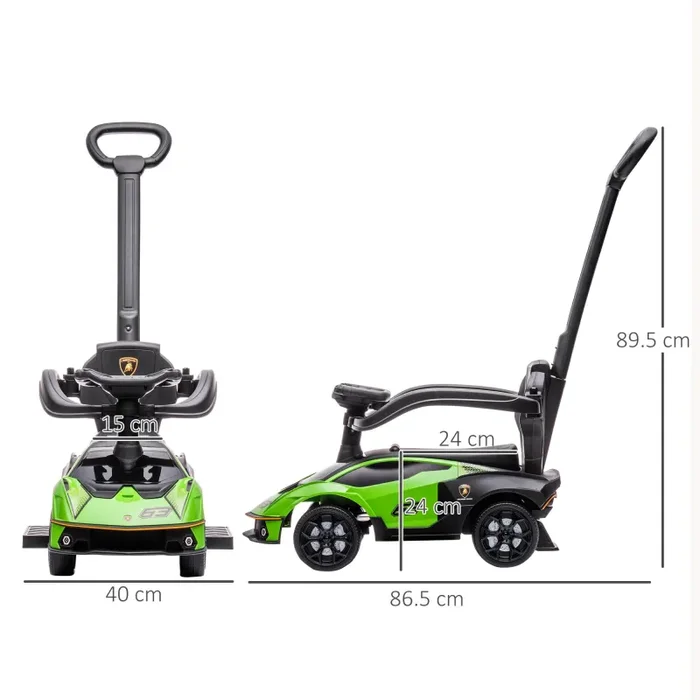 Auto Macchina Cavalcabile per Bambini con Maniglione con Licenza Lamborghini Verde Vendita calda online - immagine 3