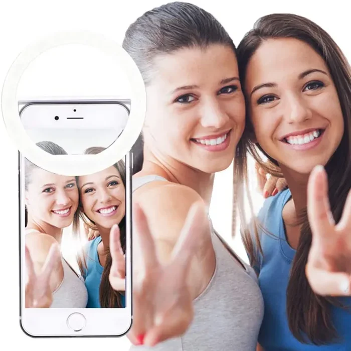 AUTOPkio Selfie Ring Light, 36 LED Light Ring USB Ricaricabile Regolabile 3 Livelli Luminosità con Clip per Smartphone Webcast Youtube Tiktok (Bianca) - immagine 2