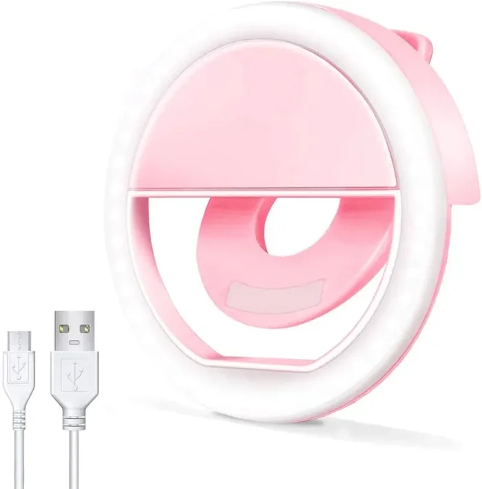AUTOPkio Selfie Ring Light, 36 LED Light Ring USB Ricaricabile Regolabile 3 Livelli Luminosità con Clip per Smartphone Webcast Youtube Tiktok (Bianca) - immagine 3