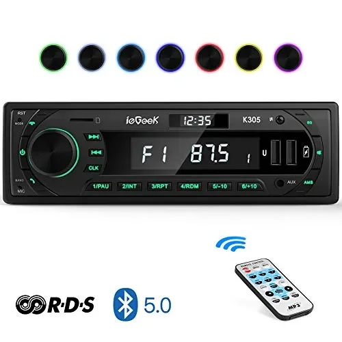 Autoradio Bluetooth RDS Stereo avylet ieGeek, Luce dei Tasti a 7 Colori, 60WX4… Fornitura - immagine 2
