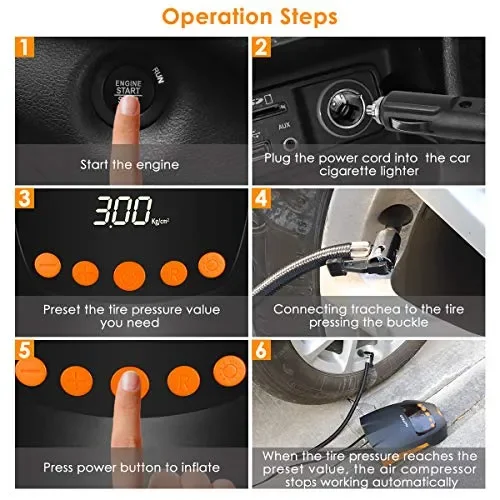 AUTSCA Pompa di Aria per Auto, compressore d’Aria DC-12V 150PSI, compressore… Online - immagine 3