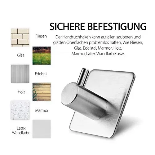 Auxmir Ganci Adesivi 3M Appendiabiti in Acciaio Inox SUS304 Set di 5 PZ Moda - immagine 3