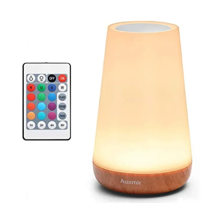 Auxmir Luce Notturna Bambini, Lampada da Comodino Ricaricabile, Lampada LED Colorata con 13 Colori, Luminosità Regolabile, 3 Modi d’Illuminazione, Controllo Touch e Telecomando, Batteria al Litio - immagine 3