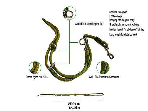 AVANZONA Guinzaglio per Cani in Nylon Resistente Multiuso Diversi Green - immagine 2