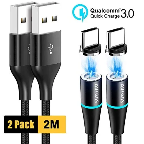 AVIWIS Cavo USB Tipo C Magnetico, [2Pezzi 2M] Nylon Magnet C (2M)