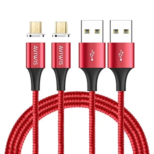 AVIWIS Magnetico Cavo Micro USB, [2Pezzi 1M] Nylon Connettore USB