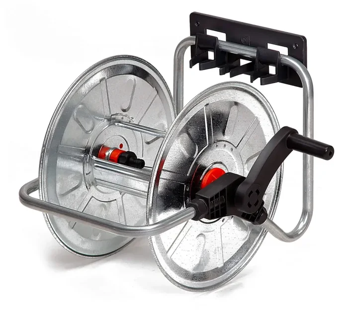 Avvolgitubo Manuale da Muro Portatile 50 mt Tubo Ø1/2” in Acciaio Zincato Grigio Agrati Sconti