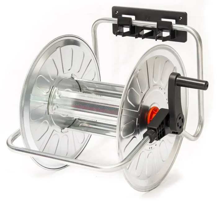 Avvolgitubo Portatile Manuale da Muro 80 mt in Acciaio Zincato Grigio Agrati