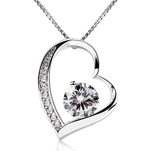 B.Catcher collana in argento con pendente a cuore d’argento e zircone cubico Online