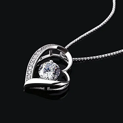 B.Catcher collana in argento con pendente a cuore d’argento e zircone cubico Online - immagine 3