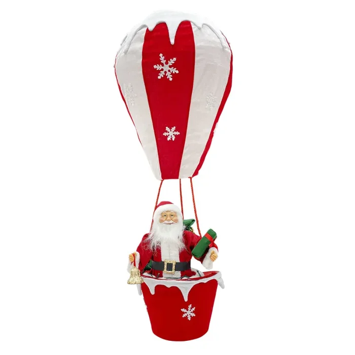 Babbo Natale con Mongolfiera H110 cm con Luci e Suoni