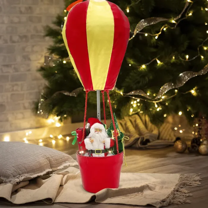 Babbo Natale con Mongolfiera H60 cm con Luci e Suoni - immagine 3
