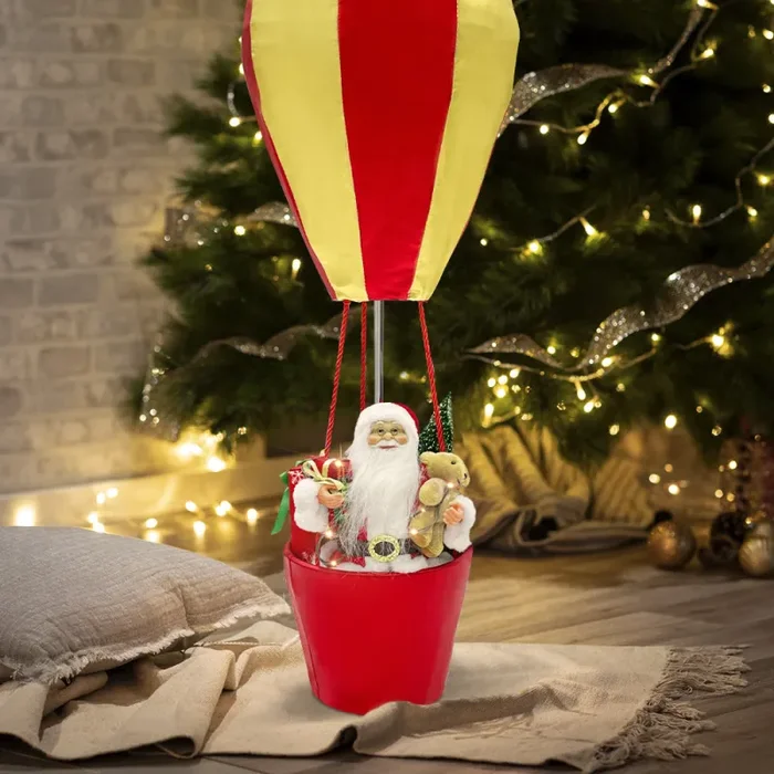 Babbo Natale con Mongolfiera H80 cm con Luci e Suoni - immagine 3
