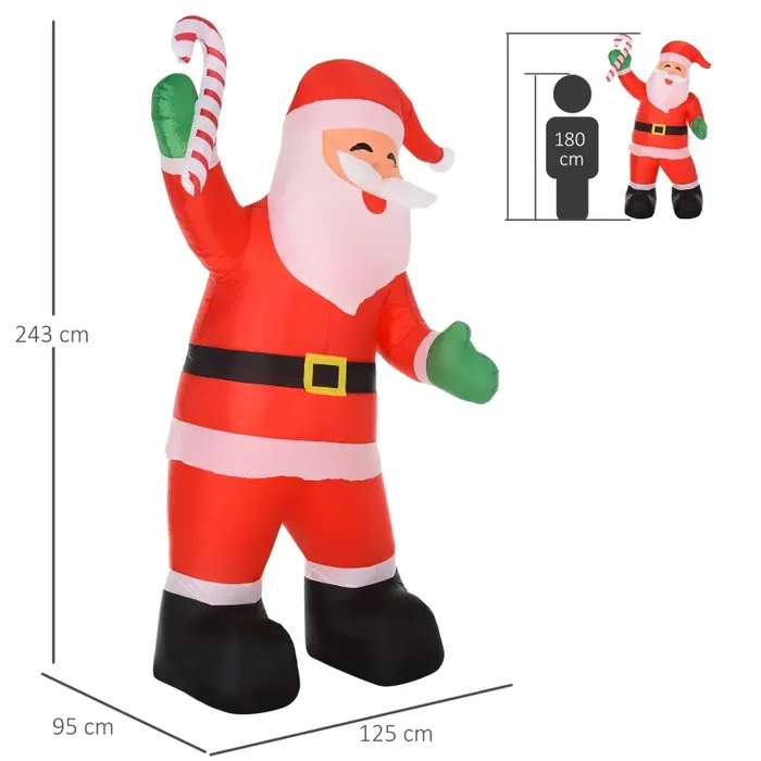 Babbo Natale Gonfiabile H243 cm con Luci a LED Fornitura - immagine 3