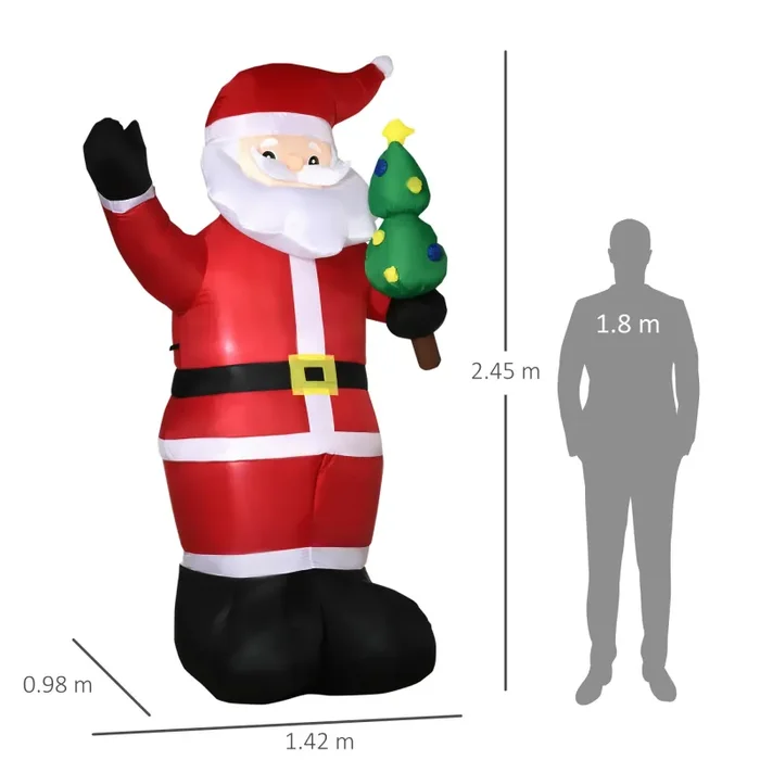 Babbo Natale Gonfiabile Luminoso 142x98x245 cm con Luci LED - immagine 3