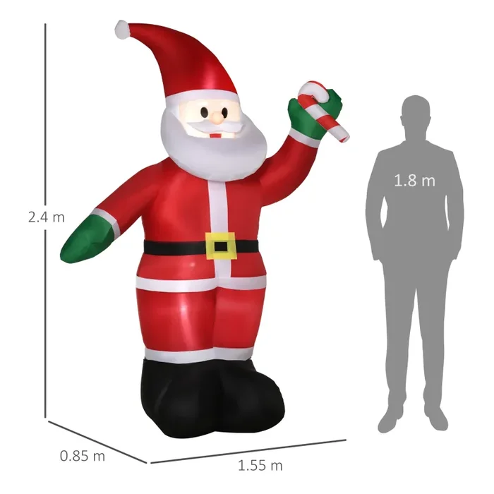 Babbo Natale Gonfiabile Luminoso 155x85x240 cm con Luci LED - immagine 3