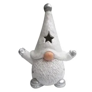 Babbo natale in resina bianco con luce cm 26,5×19,5xh38