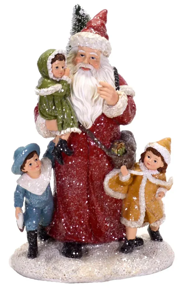 Babbo Natale in Resina H26 cm con Bambini