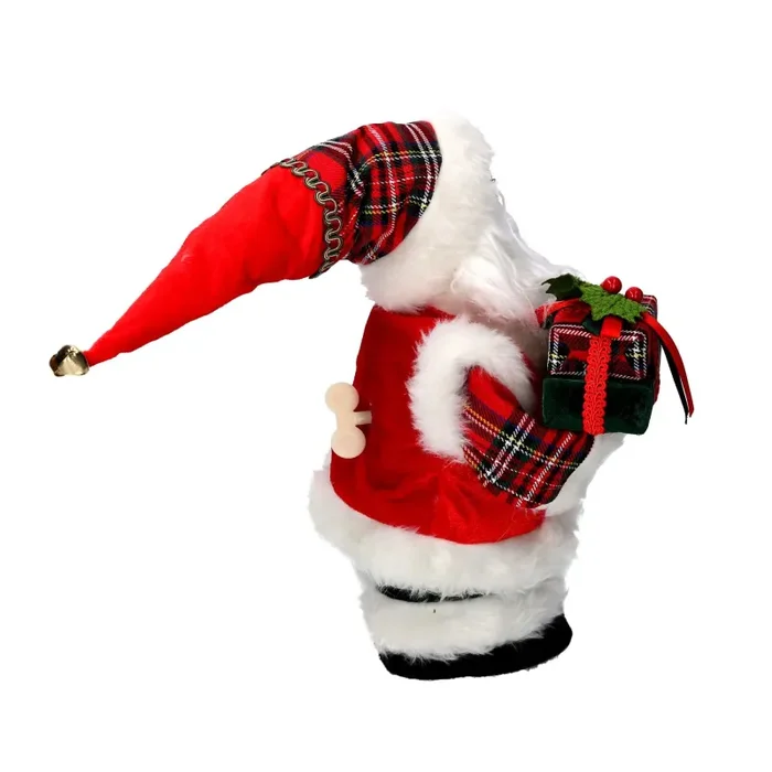 Babbo natale in tessuto rosso con regali, musica e movimento cm xh35 - immagine 3