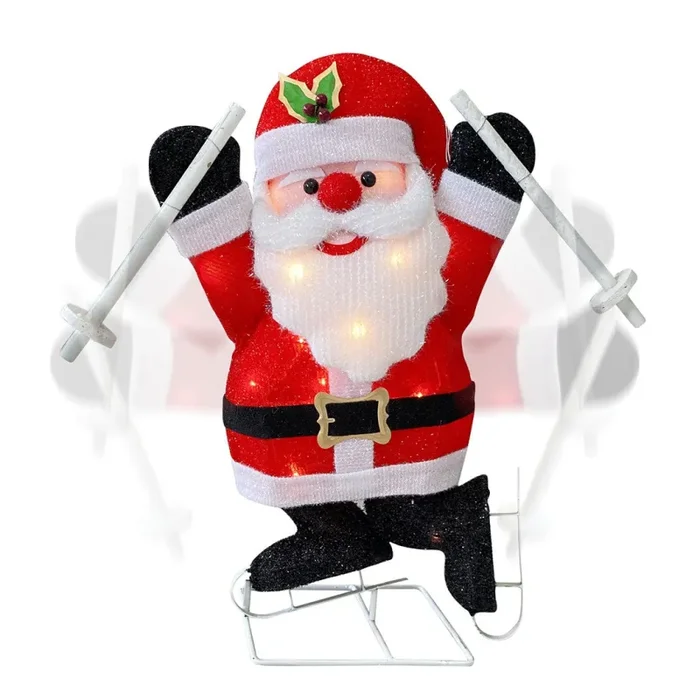 Babbo Natale sulla Neve 57x15x65 cm Addobbo Natalizio con Luci e Movimento - immagine 3