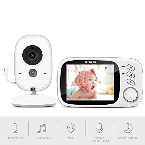 Baby Monitor, Videocamera BOIFUN con schermo da 3.2 ” 750mAh Supporto… Sconti
