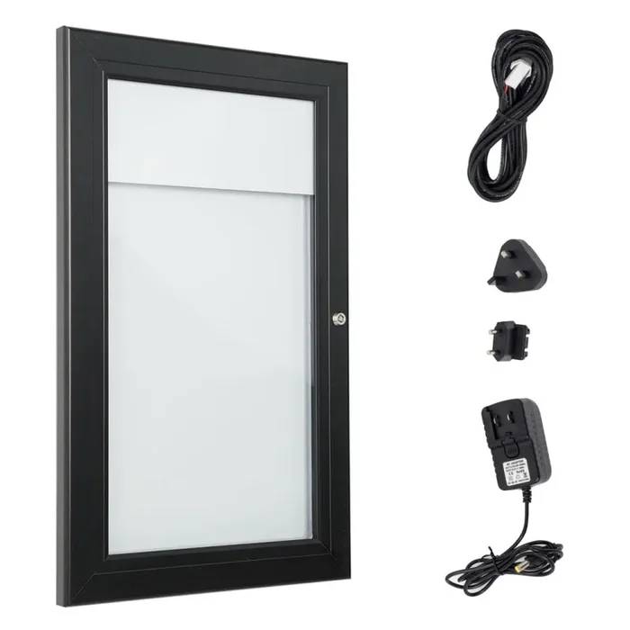 Bacheca con Apertura a Battente 30,1×48,7×2,3 cm in Alluminio con Led Nera - immagine 2