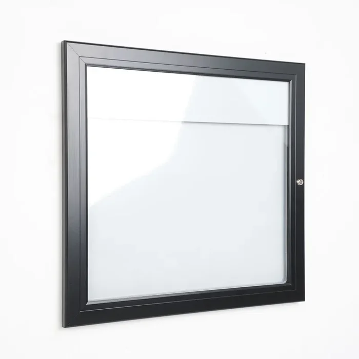 Bacheca con Apertura a Battente 51,5×48,7×2,3 cm in Alluminio con Led Nera