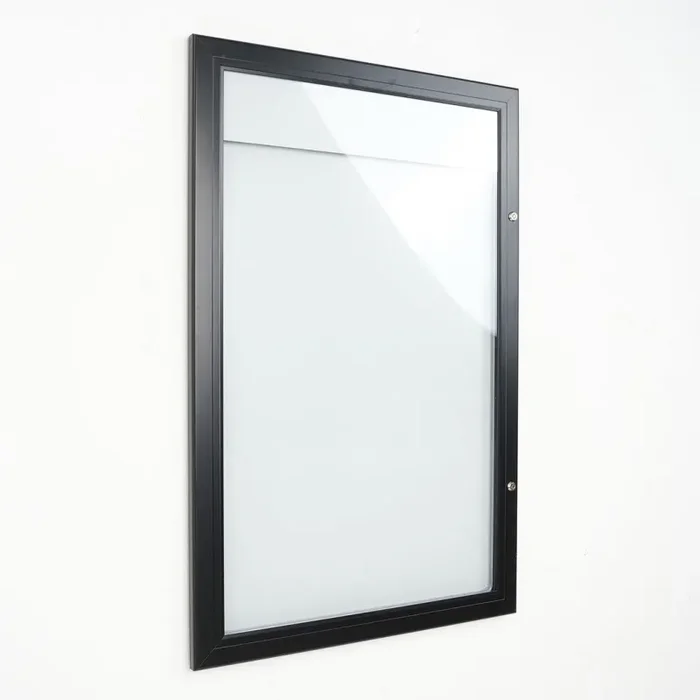 Bacheca con Apertura a Battente 51,5×79,0x2,3 cm in Alluminio Nera