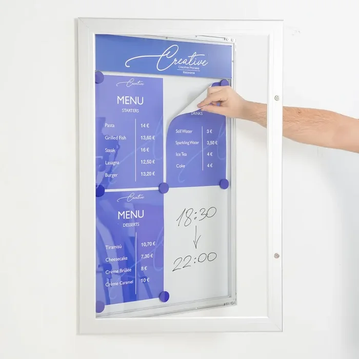 Bacheca con Apertura a Battente 51,5×79,0x2,3 cm in Alluminio Silver - immagine 2