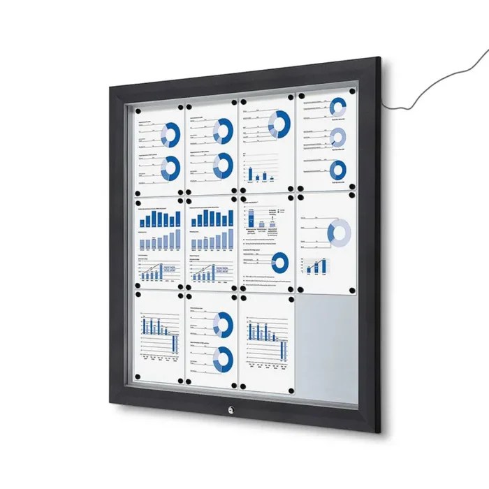 Bacheca da Esterno con Apertura a Ribalta 102,5×106,7×4,7 cm in Alluminio con Led Grigio Antracite